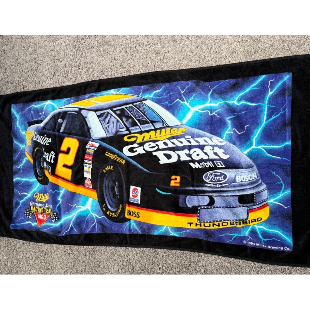 Vintage 1994 Rusty Wallace #2 Miller Genuine Draft NASCAR Racing Towel 57x28